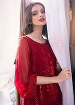 SAH-1001 Scarlet - Ella Formals | Unstitched | Kurti