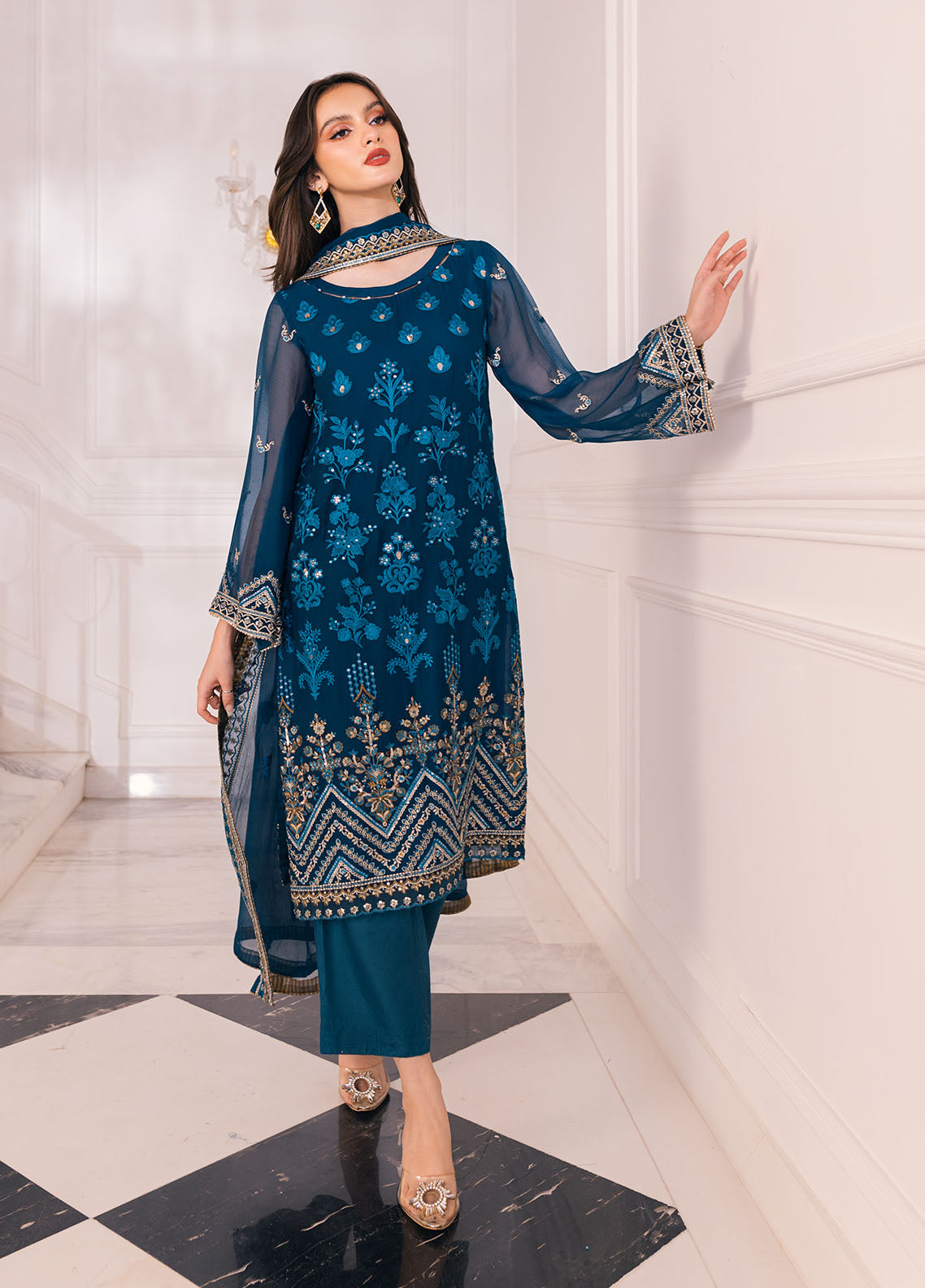 SAH-1003 Genevieve - Ella Formals | Unstitched | 3 Piece
