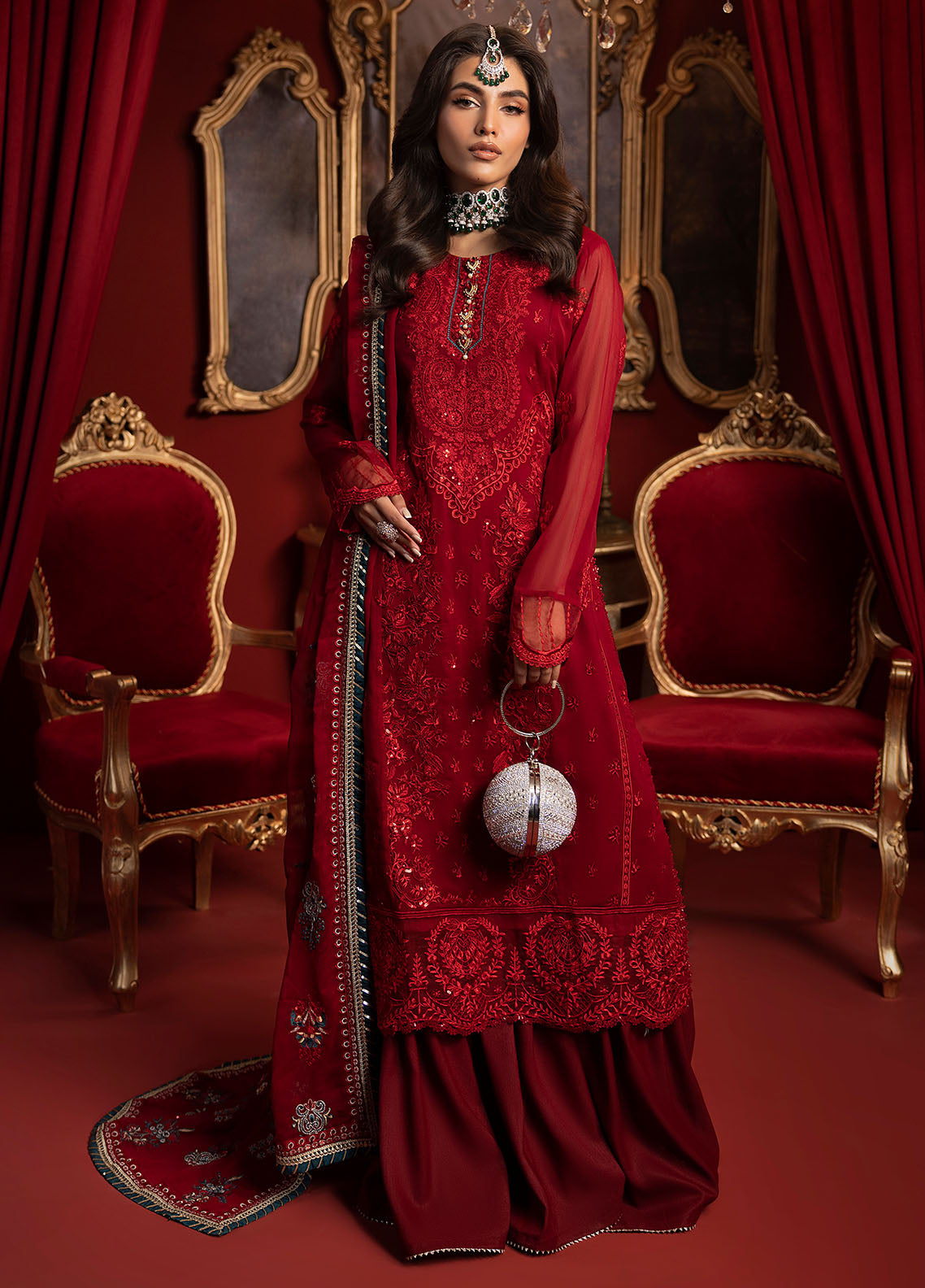 KD-1105 Crimson - Khawab Deeda | Unstitched | 4 Piece
