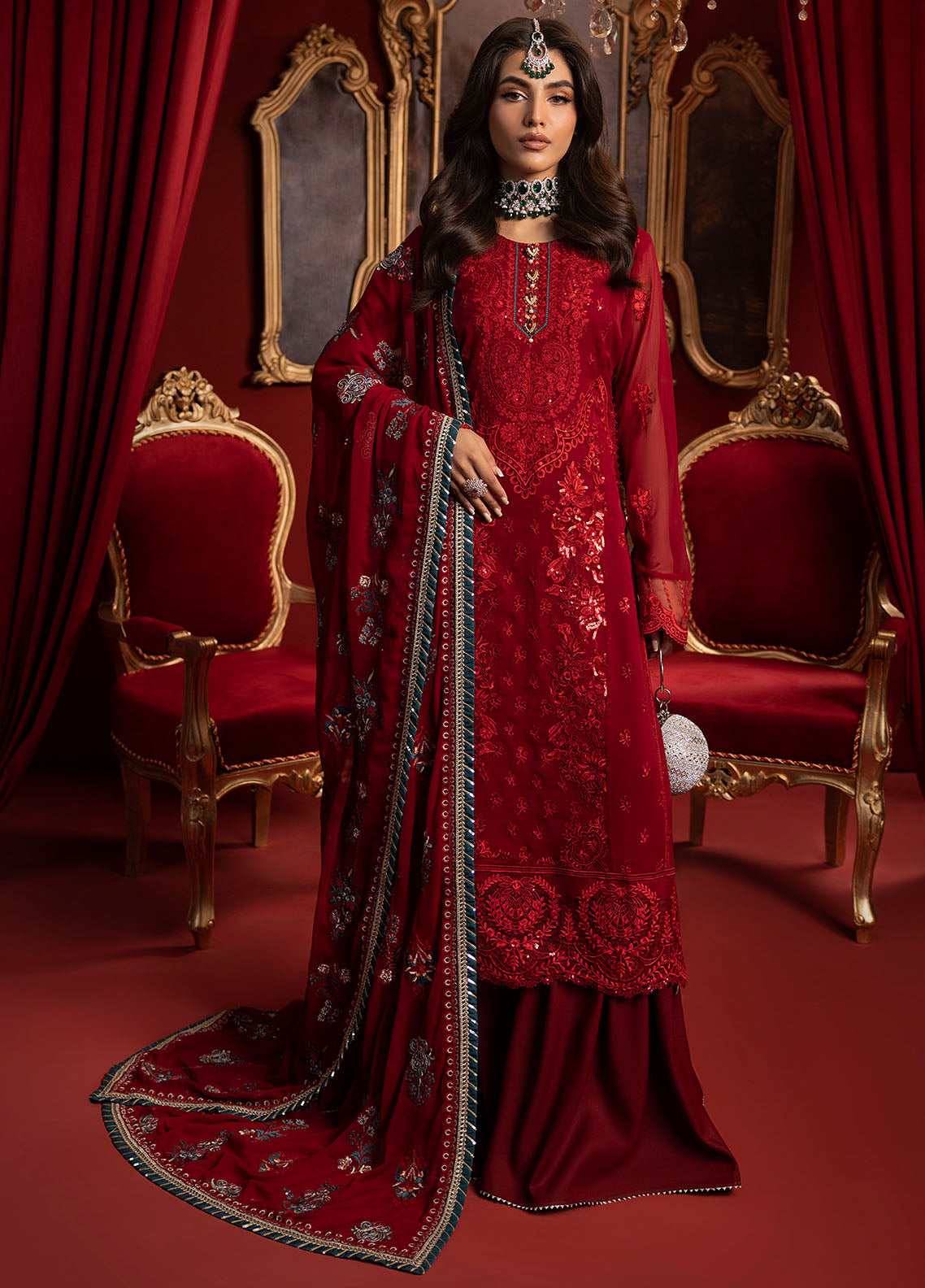 KD-1105 Crimson - Khawab Deeda | Unstitched | 4 Piece