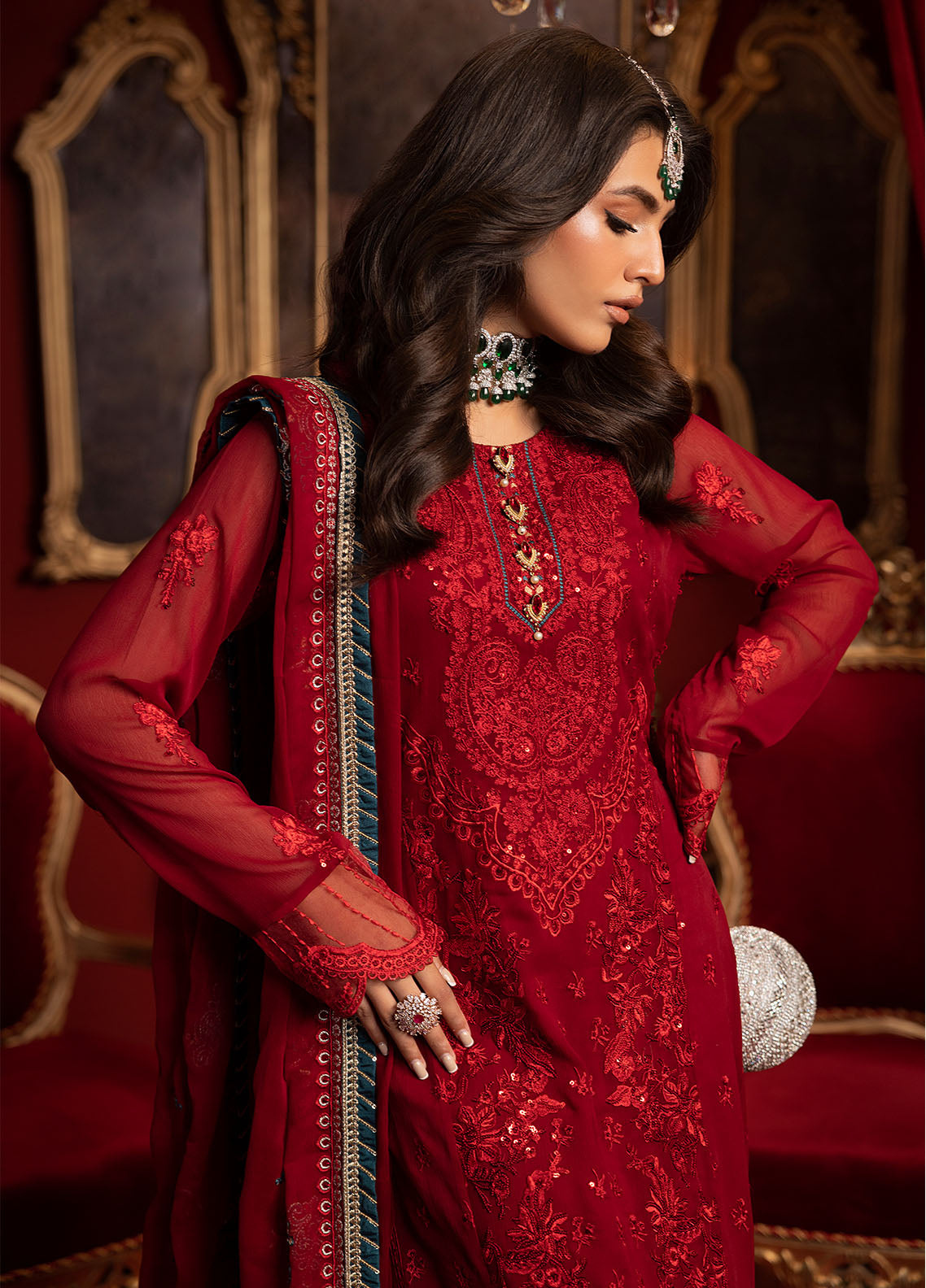 KD-1105 Crimson - Khawab Deeda | Unstitched | 4 Piece