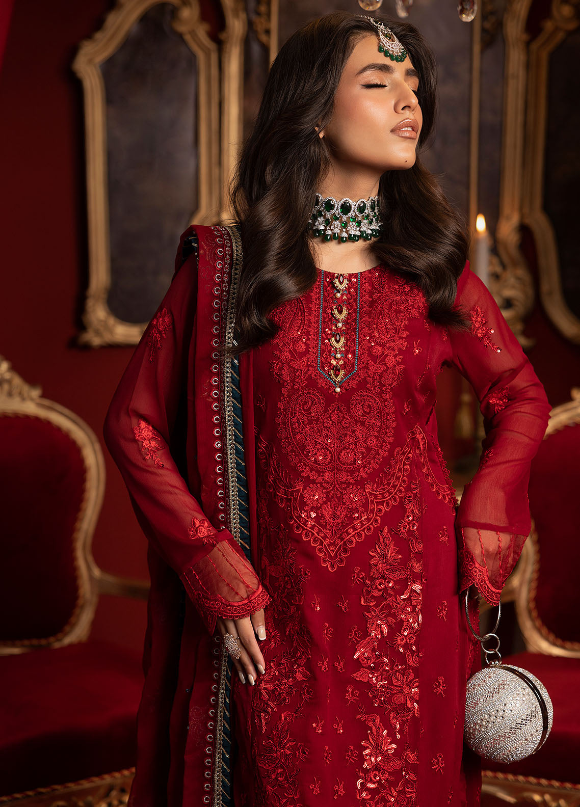 KD-1105 Crimson - Khawab Deeda | Unstitched | 4 Piece