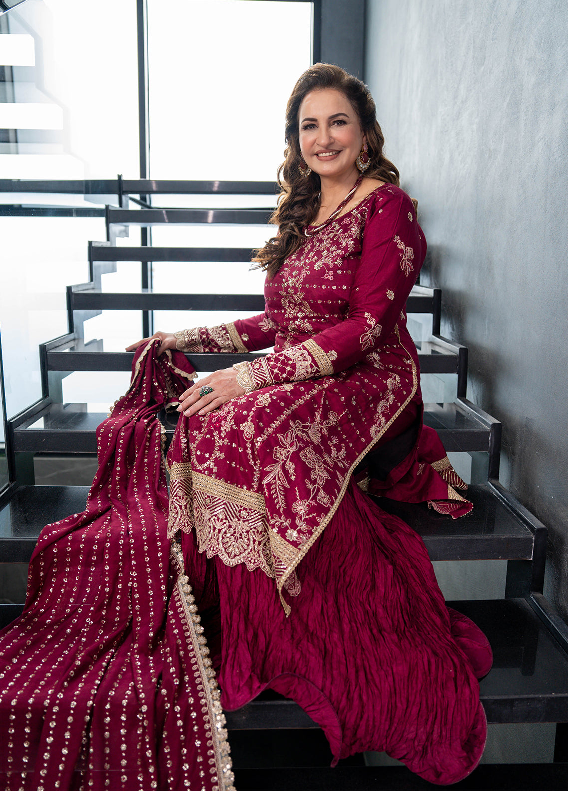 TSG-07 Merlot - There She Glows | Unstitched | 3 Piece